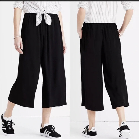 Madewell Huston Pull On Crop Wide Leg High Rise Black Pants Small - Picture 13 of 13